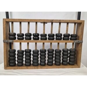 Vintage Style Abacus Black Beads Natural Wood Primitive Farmhouse Boho Decor